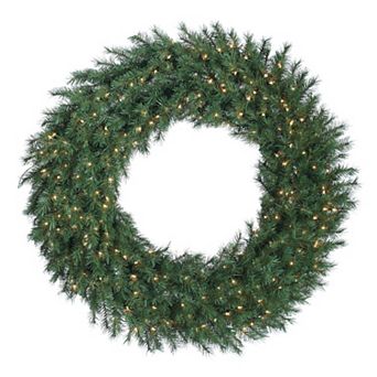 Gerson Grand 48 in Aspen Spruce Wreath with Warm White LED Lights
