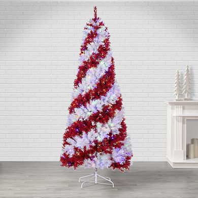 Gerson 7.5-ft. Pre-Lit Dual LED Christmas Candy Cane Tree