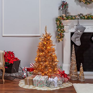 Gerson Sleek 5-ft. Gold Slim Christmas Tree with Warm White LED Lights
