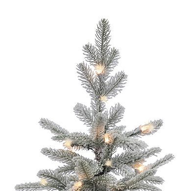 Gerson Elegant 4.5-ft. Potted Natural Cut Lightly Flocked Iceland Fir Tree with Warm White LED Lights