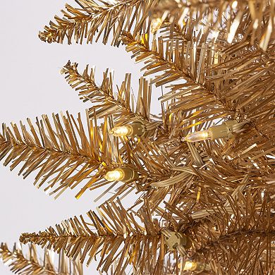 Gerson Luxurious 7.5-ft. Gold Tuscany Tinsel Tree with Instant Connect Technology