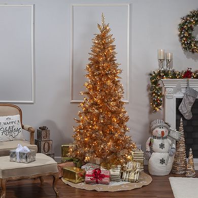 Gerson Luxurious 7.5-ft. Gold Tuscany Tinsel Tree with Instant Connect Technology