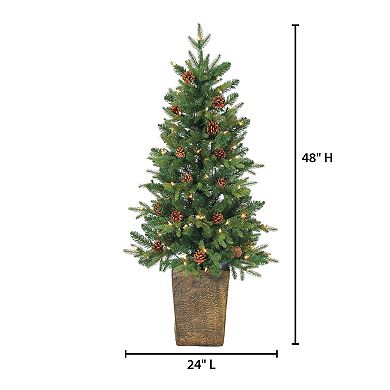 Gerson Charming 4-ft. Potted Natural Cut Georgia Pine Tree in Fiberglass Pot