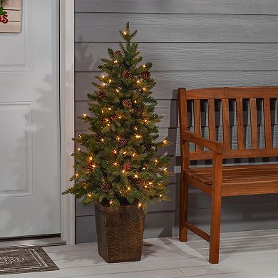 Gerson Charming 4-ft. Potted Natural Cut Georgia Pine Tree in Fiberglass Pot