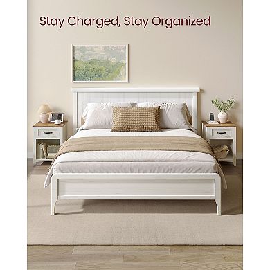 Nightstand with Charging Station and Open Compartment