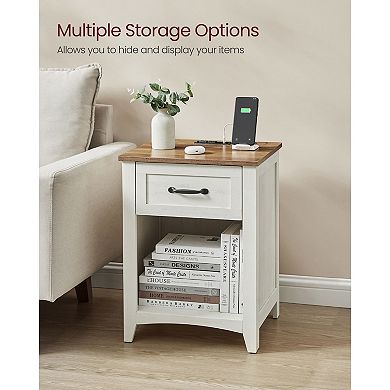 Nightstand with Charging Station and Open Compartment