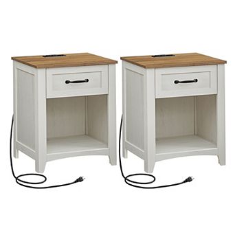 Nightstand with Charging Station and Open Compartment