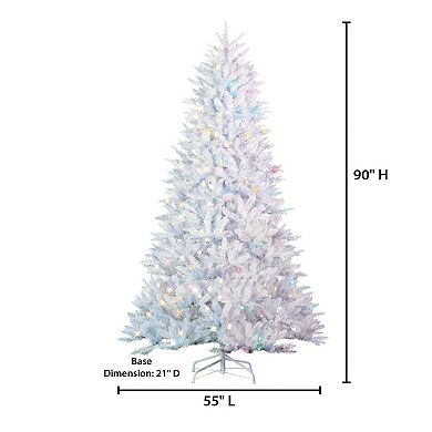 Gerson Spectacular 7.5 ft. Pre-Lit LED Color Changing White Parkview Pine Artificial Christmas Tree
