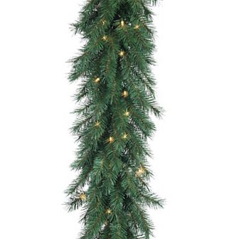 Gerson 9-ft. Long Pre-Lit Aspen Spruce Garland with 100 UL Clear LED Lights
