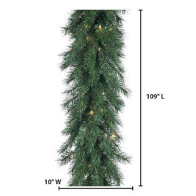 Gerson 9-ft. Long Pre-Lit Aspen Spruce Garland with 100 UL Clear LED Lights