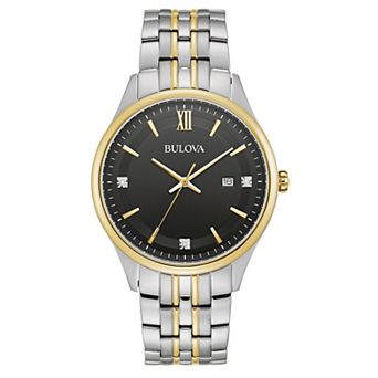 Bulova Men's Two-Tone Stainless Steel Diamond Accent Dial Bracelet Watch