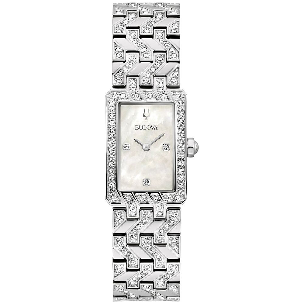 Bulova Women\'s Crystal-Accent Silver-Tone Bracelet Watch #608 Bulova womens silver crystal - Gem main image 3