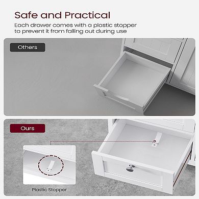 Bathroom Floor Storage Unit With 3 Drawers,adjustable Shelf