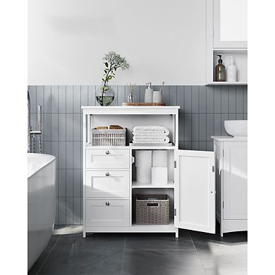 Bathroom Floor Storage Unit With 3 Drawers,adjustable Shelf
