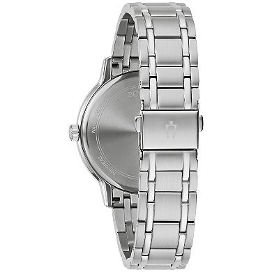 Bulova Men's Classic Stainless Steel Blue Diamond Accent Dial Bracelet Watch