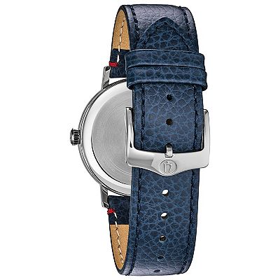 Bulova Men's 39mm Classic Stainless Steel Blue Dial Blue Leather