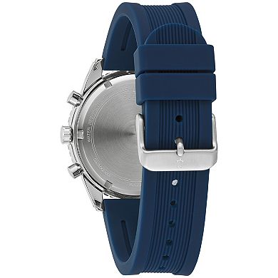 Bulova Men's Wilton Stainless Steel Blue Chrononograph Dial Silicone Strap Watch - 96A260