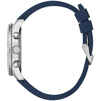 Bulova Men's Wilton Stainless Steel Blue Chrononograph Dial Silicone Strap Watch - 96A260