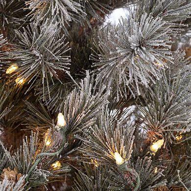 Gerson 7.5-ft. Pre-Lit Warm White LED Flocked Scotch Pine Tree