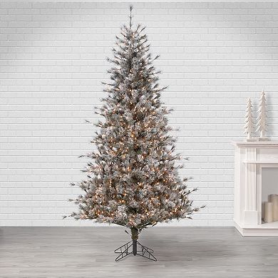 Gerson 7.5-ft. Pre-Lit Warm White LED Flocked Scotch Pine Tree