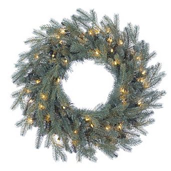 Gerson 24 in Pre-Lit Warm White LED Blue Spruce Christmas Wreath