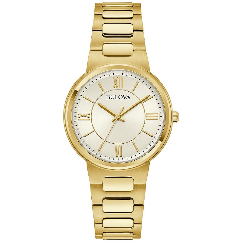 Bulova Women's Gold Tone Stainless Steel Roman Accent Dial Bracelet Watch, Size: 32 mm