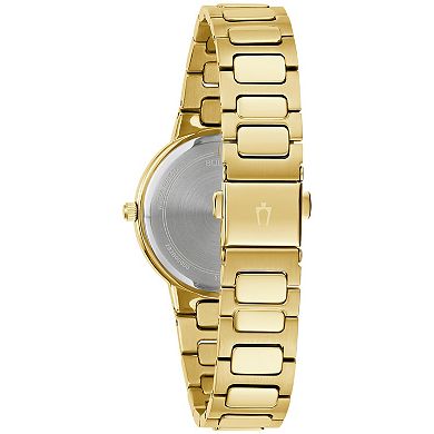 Bulova Women's Gold Tone Stainless Steel Roman Accent Dial Bracelet Watch