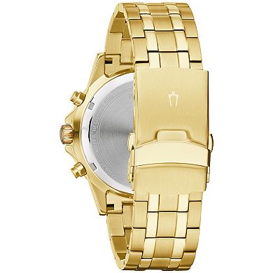 Bulova Men's Classic Gold Tone Stainless Steel Chronograph Diamond Accent Bracelet Watch - 97D126