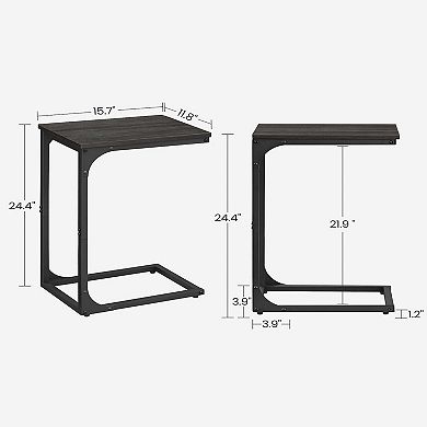 C-shaped End Table, Small Side Table For Couch, Sofa Table With Metal Frame