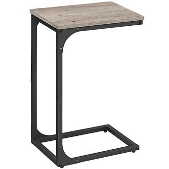 C-shaped End Table, Small Side Table For Couch, Sofa Table With Metal Frame