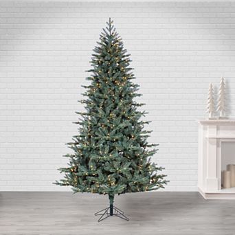 Gerson 7.5 ft. Pre-Lit Warm White LED Artificial Blue Spruce Christmas Tree