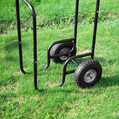 Earth Worth Heavy-Duty Steel Frame Rolling Firewood Rack Log Cart