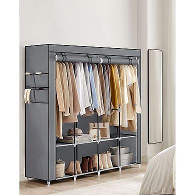 Portable Closet, Wardrobe Closet Organizer with Cover, 4 Hanging Rods and Shelves