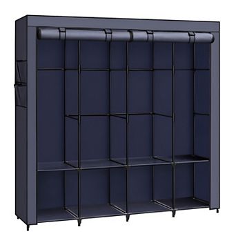 Portable Closet, Wardrobe Closet Organizer with Cover, 4 Hanging Rods and Shelves