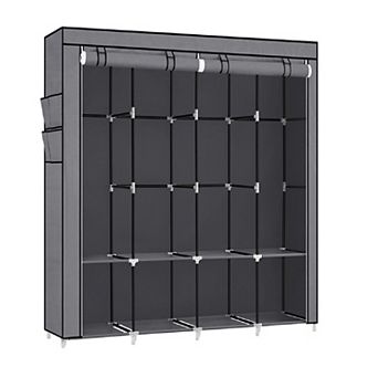 Portable Closet, Wardrobe Closet Organizer with Cover, 4 Hanging Rods and Shelves