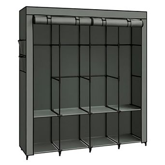 Portable Closet, Wardrobe Closet Organizer with Cover, 4 Hanging Rods and Shelves