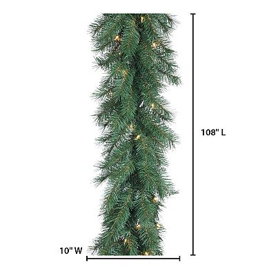 Gerson Luxurious 9-ft. Aspen Spruce Garland with Warm White LED Lights