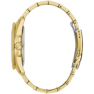 Bulova Men's Marine Star Gold Tone Stainless Steel Black Dial Bracelet Watch - 98B396
