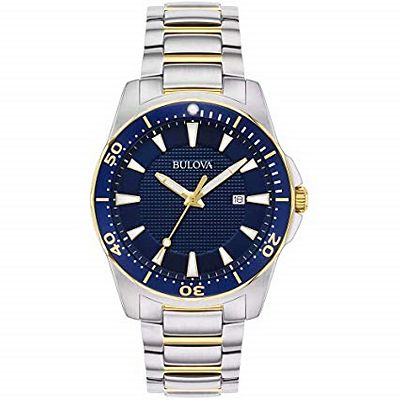 Bulova 98A263 Men s Two online Tone Blue Automatic Bracelet Watch