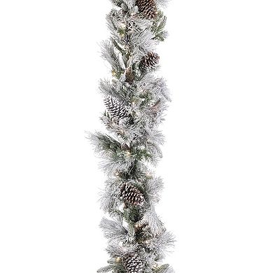 Gerson Luxurious 9-ft. Pre-Lit Mixed Tips Garland with Flocking and Glitter