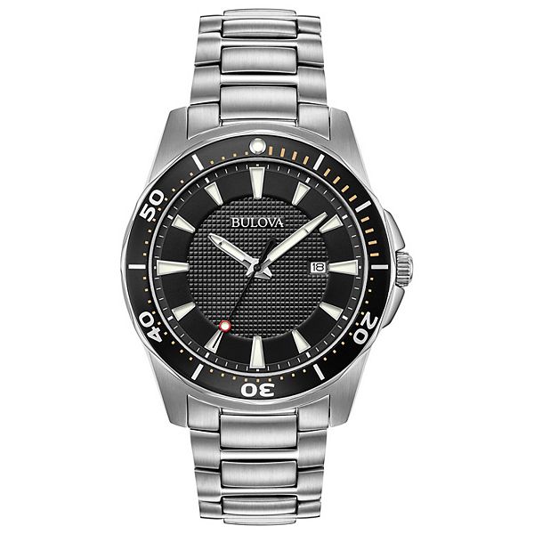 Bulova Men's Classic Sport Stainless Steel Black Dial and Bezel Bracelet Watch - 98B328 - Gold Silver