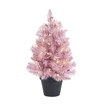 Gerson Charming 24 Inch Pink Artificial Tree with Warm White LED Lights