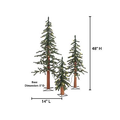Gerson 3-Pack Pre-Lit Alpine Trees with Warm White LED Lights
