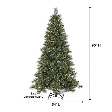 Gerson Dazzling 7.5-ft. Gold Glitter Cashmere Pine Tree with Dual Color LED Lights
