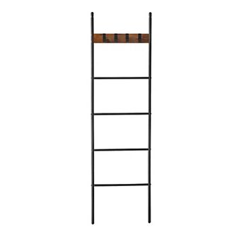 5 tier Space-saving Decorative Blanket Ladder With 4 Hooks, Metal Frame