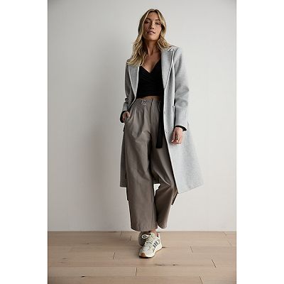 eLLa round hem bonding coat グレー Helsa Italian Wool Hourglass Topcoat by Helsa - Pickle