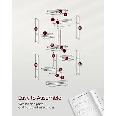 6-tier Tall Bookcase, Display Shelf, Tempered Glass Shelves