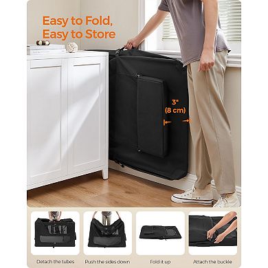 Collapsible Pet Carrier, Oxford Fabric, Mesh, Metal Frame, With Handle, Storage Pockets