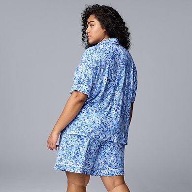 Plus Size Simply Vera Vera Wang 2-pc. Short Sleeve Pajama Top & Pajama Bottoms Set