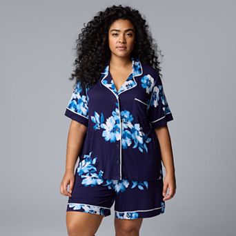 Plus Size Simply Vera Vera Wang 2 pc Short Sleeve Pajama Top & Pajama Bottoms Set